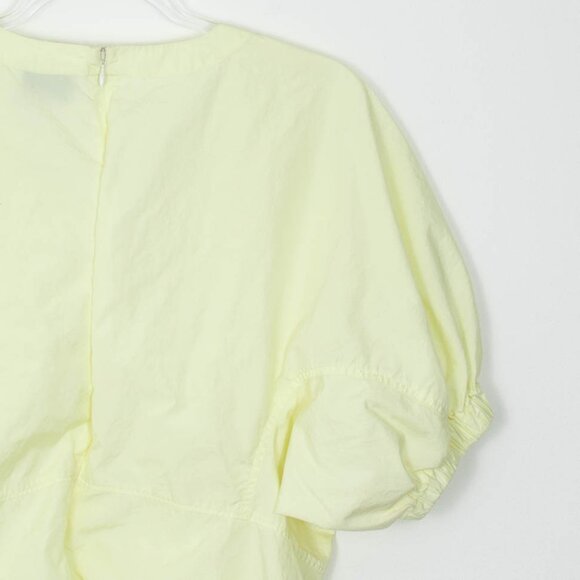 3.1 Phillip Lim Yellow Short Sleeve V Neck Puff Sleeve Poplin Top Womens Size 10 - Picture 8 of 8